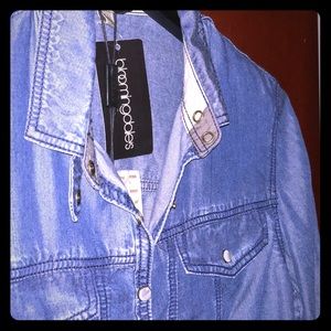 Burberry Denim Pearl Button Button Up XS